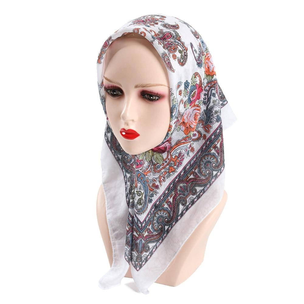 70*70cm Women Russian Floral Print Square Bandana Handkerchief Headband Scarves