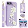 SY-001 For iPhone 16e Case Card Slots Leather Coated TPU Flower Phone Cover