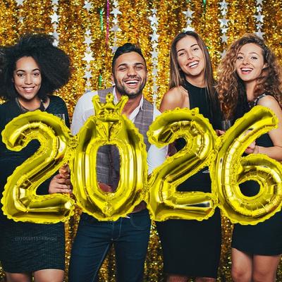 Gold Crown Foil Number Balloons for  New  Christmas Eve Festival Party Supplies Graduation Decorations Navidad