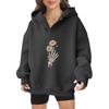 2025 new European and American Halloween women's hooded sweater front and rear pattern winter fleece loose casual