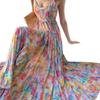Seaside Vacation Dopamine Gentle and Beautiful Chiffon Print Suspender Dress Women's Summer Big Skirt Long Dress
