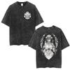 Unisex Retro Washed Summer Fashion Harajuku Y2K Streetwear Loose T‑shirt Printed with Albedo from Japanese Anime Overlord T-shirt