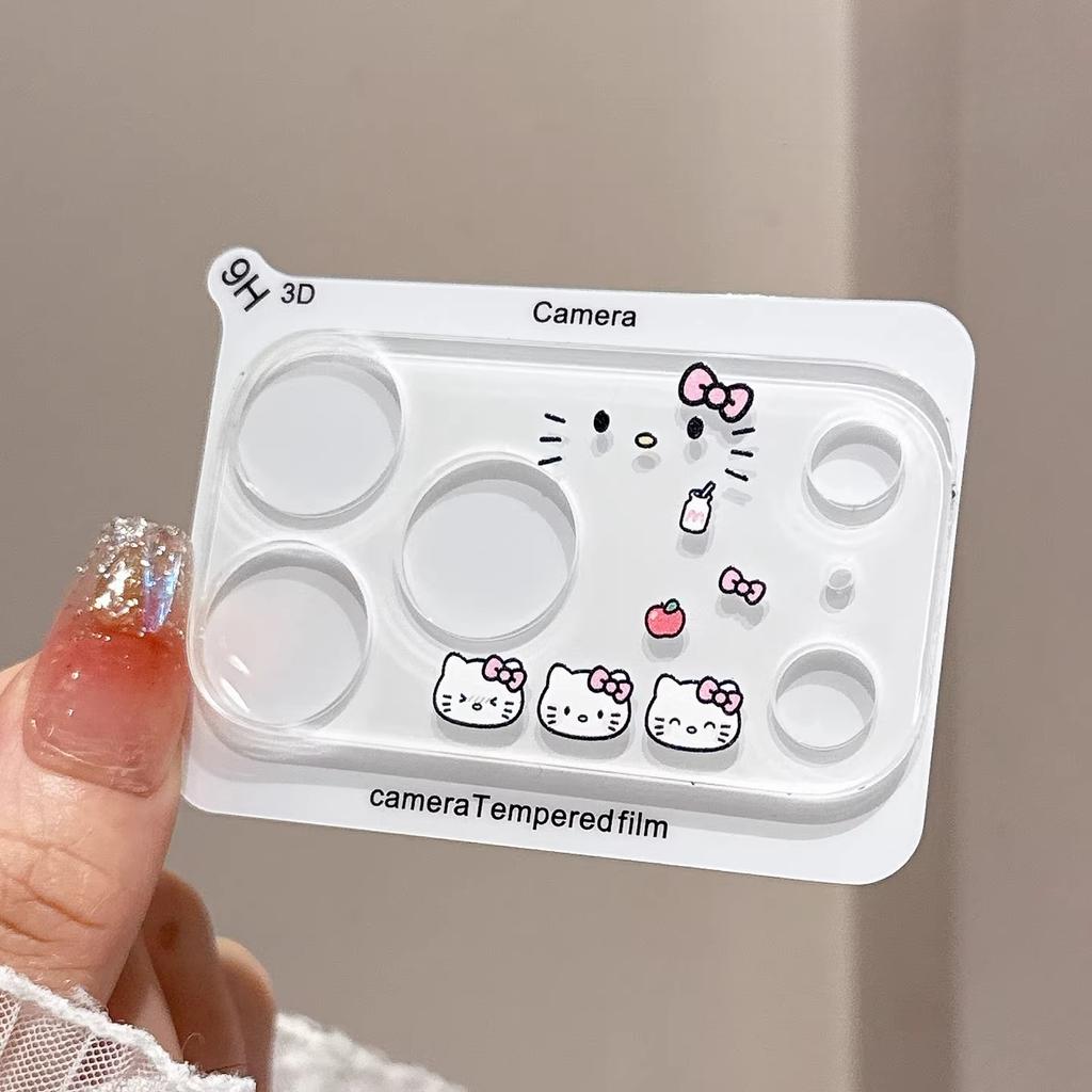 INS Korean Cute Cartoon Clear 9H HD Lens Tempered Glass Film For IPhone 17 Pro Max 16 15 14 Full Back Camera Protector