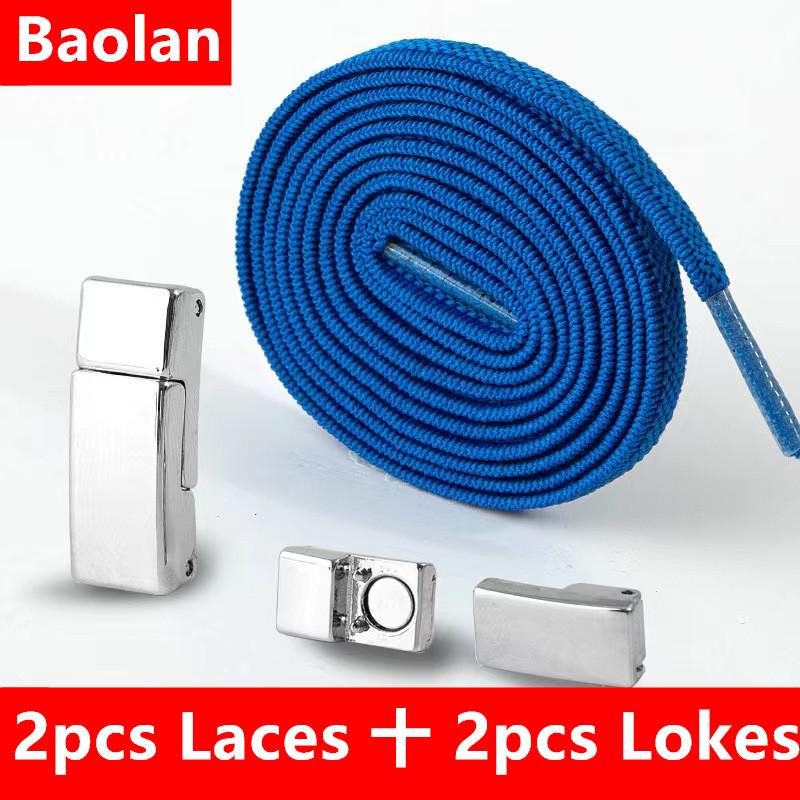 1Pair No Tie Shoe Laces Magnetic Buckle Cordones Elasticos Zapatillas Ties Elastic Laces Sneaker Kids Adult Shoelace For Shoes