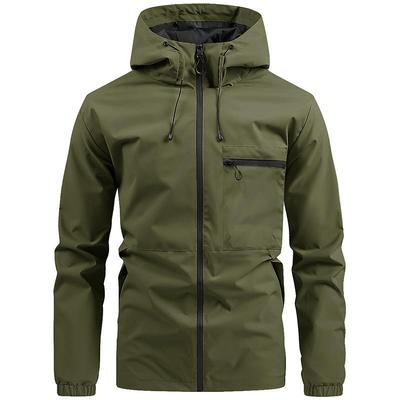 Jaqueta Masculina Corta-Vento com Capuz para Trabalho - Tendência Casual de Primavera e Outono