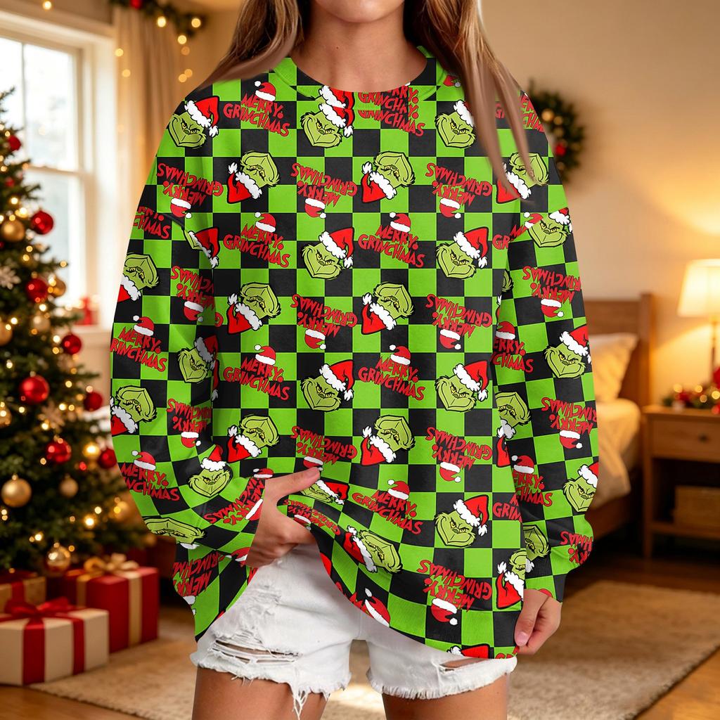 Women's Casual Christmas Print Neck Sweatshirt