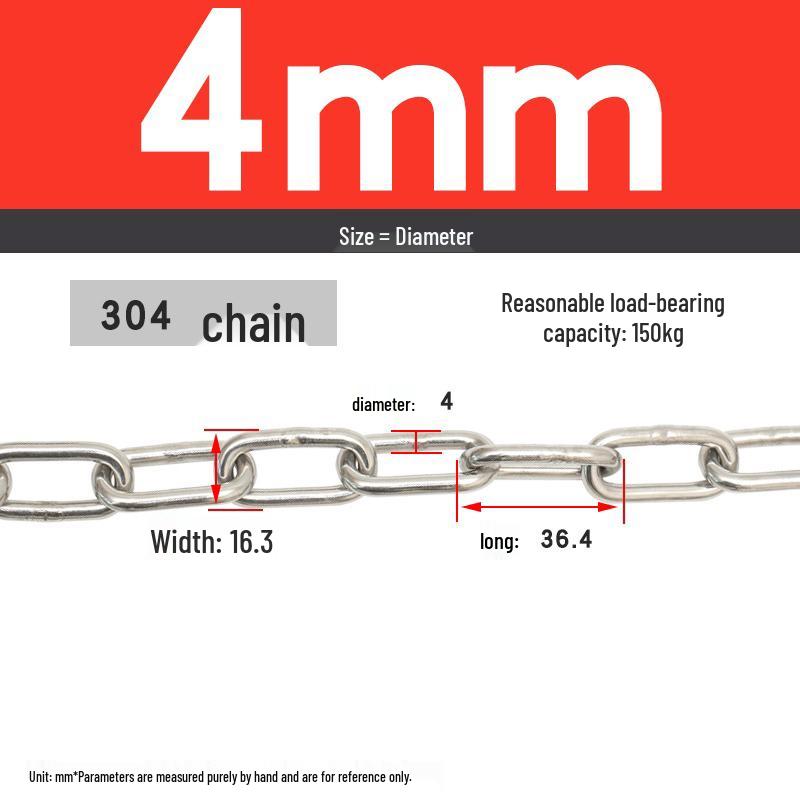 304 Stainless Steel Dog Chain - Available in Thicknesses: 1.2mm to 12mm