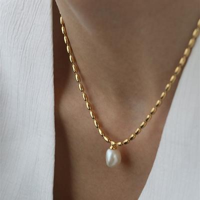 Moda color oro perline catena simulazione perla collana girocollo donna elegante collana per feste regalo di gioielli
