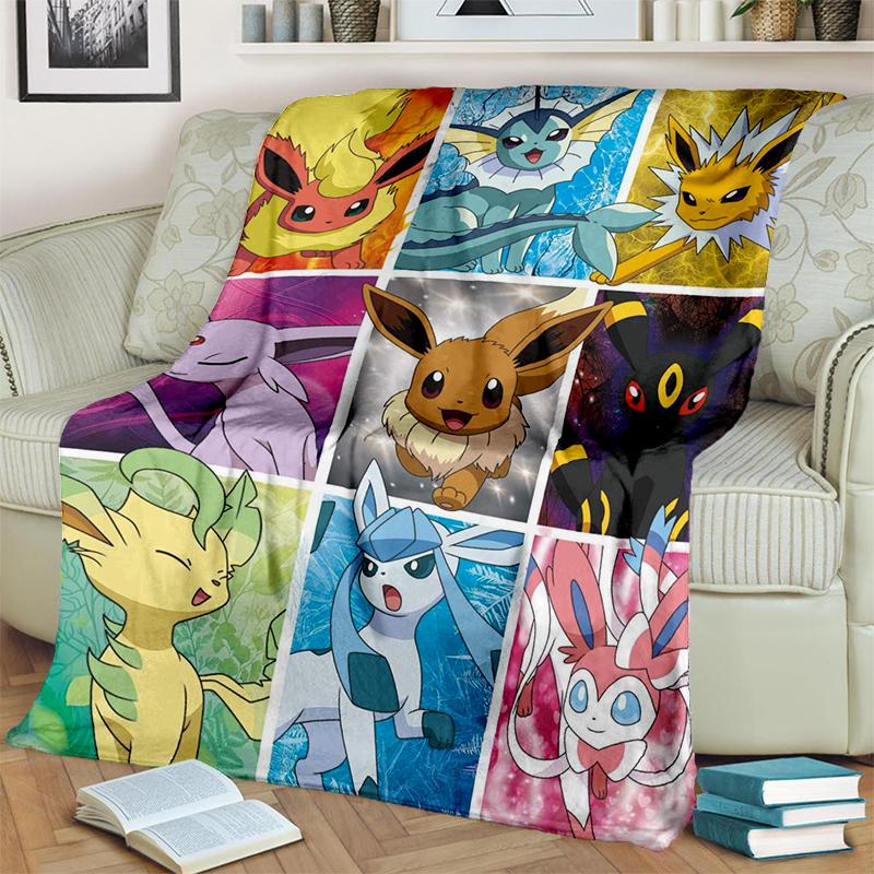 2025 New Cute Pikachu Pokemon Cartoon Gift Soft Plush Blanket,Flannel Throw Blanket for Living Room Bedroom Bed Sofa Cover Kids