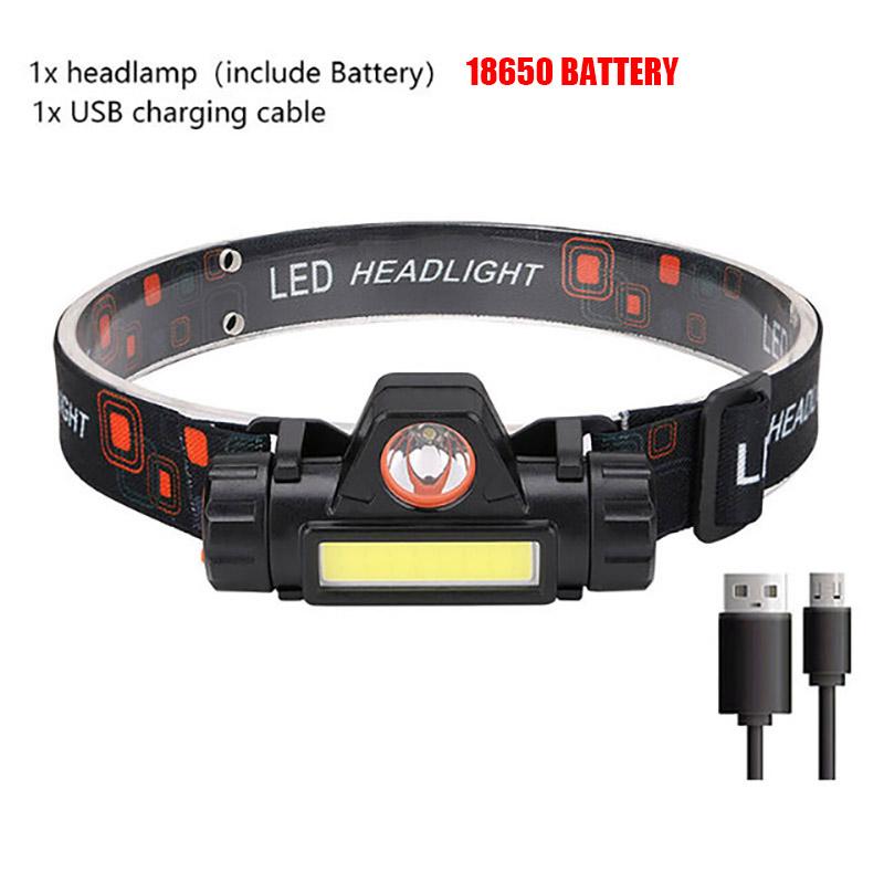 

COB LED Induction Headlamp USB Rechargeable Headlight Built-in Battery Flashlight 5 Lighting Modes Outdoor Camping Fishing Torch Built-in battery