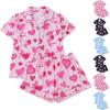 Women's Pajamas Fashion Two,Piece Shirt Shorts Set Soft Holiday Casual Clothing Set