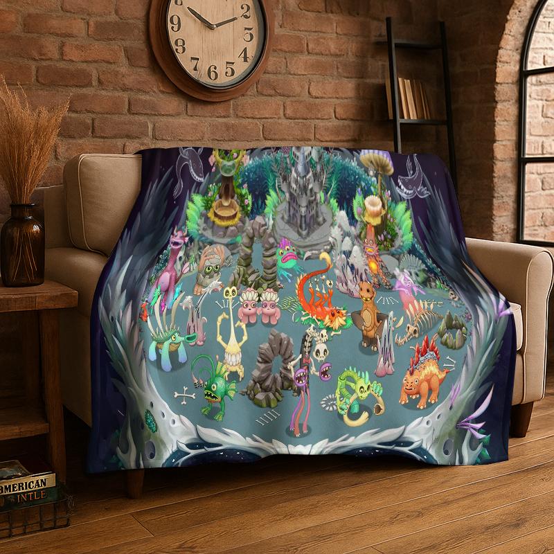 Music Game My Singing Monsters Cartoon Flannel Blanket Soft Throw Blanket for Bedroom Living Room Bed Travel Camping Picnic