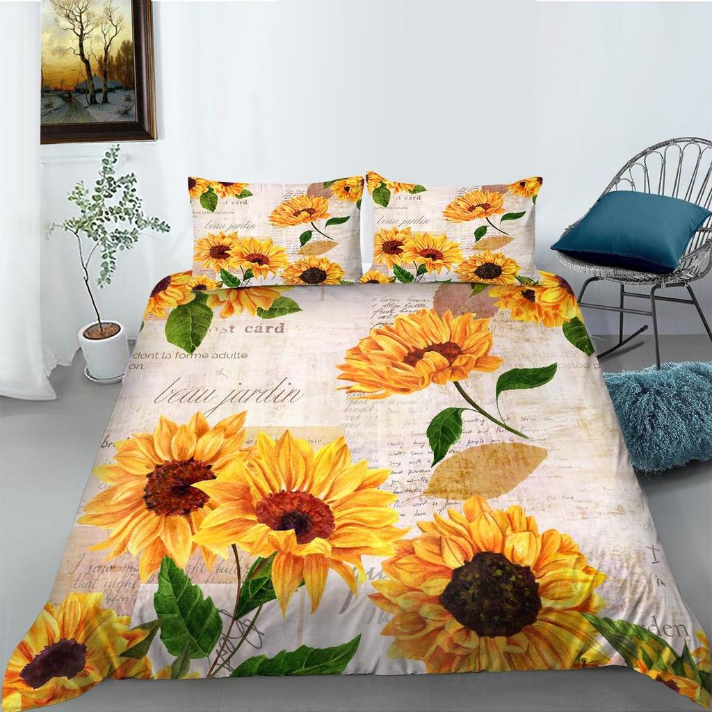 3D Modern Romantic Style Bedding Set Flower Quilt Cover Sheet/double Bed Full-size Bedspread Set Washable Comfortable Home Decoration