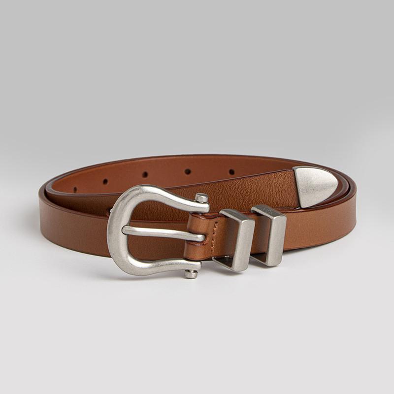 Genuine Leather Business Waist Belt For Women With Round Buckle For Office Attire