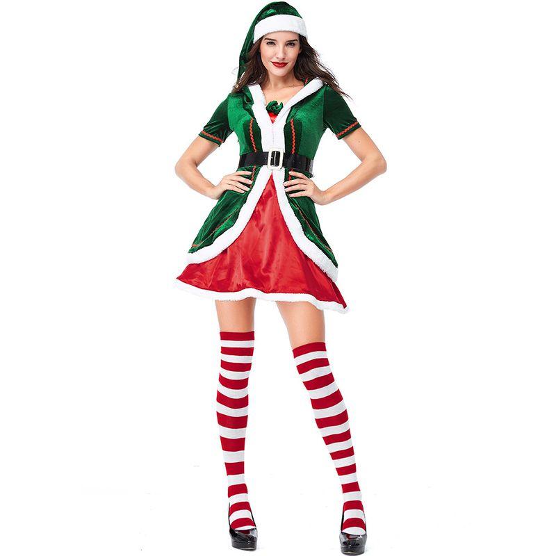 2023 Christmas New Green Christmas Elf Costume Party Role Play European and American Amazon