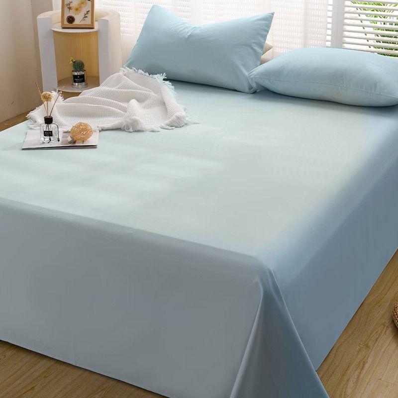 Ins Solid Color Minimalist Skin-friendly Full Coverage Bed Sheet for Single & Double Student Dormitory