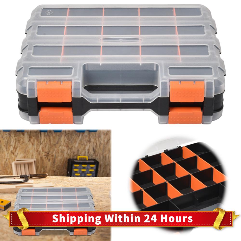 Double Side Tools Box Small Parts Storage Case Plastic Hardware Tool Arrangement Box Multifunctional for Screws Nuts Small Parts