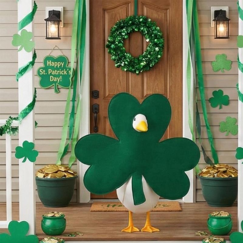 Polyester Geese Decoration Outfit With Clovers Designs Perfect For Irish Themed Event And Sustainable Decoration