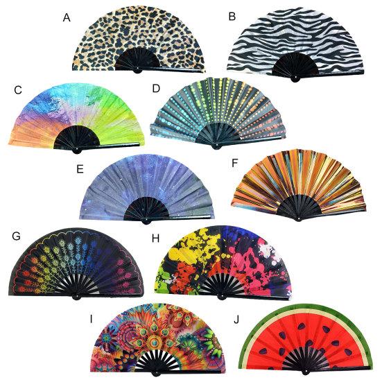 Opvouwbare ventilator Bloemenluipaard Sterrenhemelprint Dansventilator Stijlvolle handventilator voor feesten Festivals Prestaties