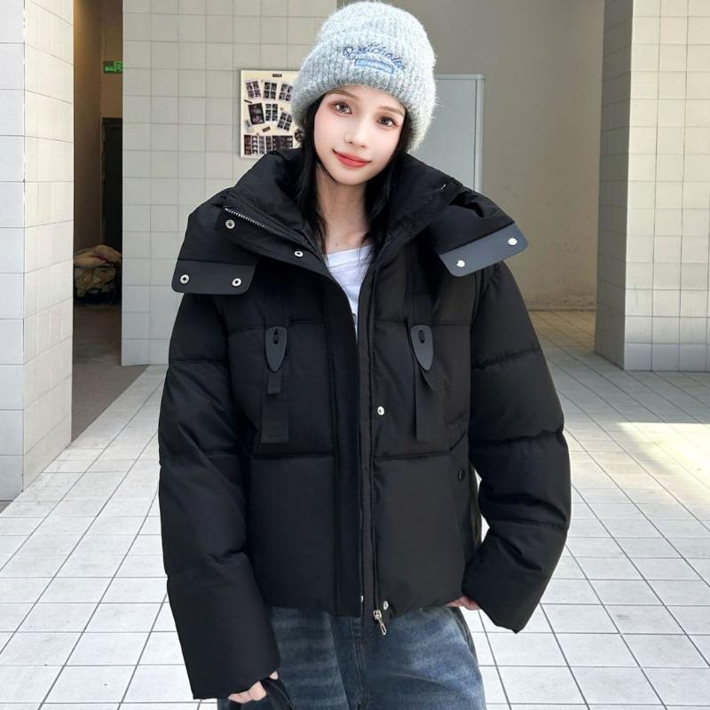 

Winter new hooded streamer thickened jacket jacket loose fashion cotton clothes women s cotton clothes trend XL чёрный