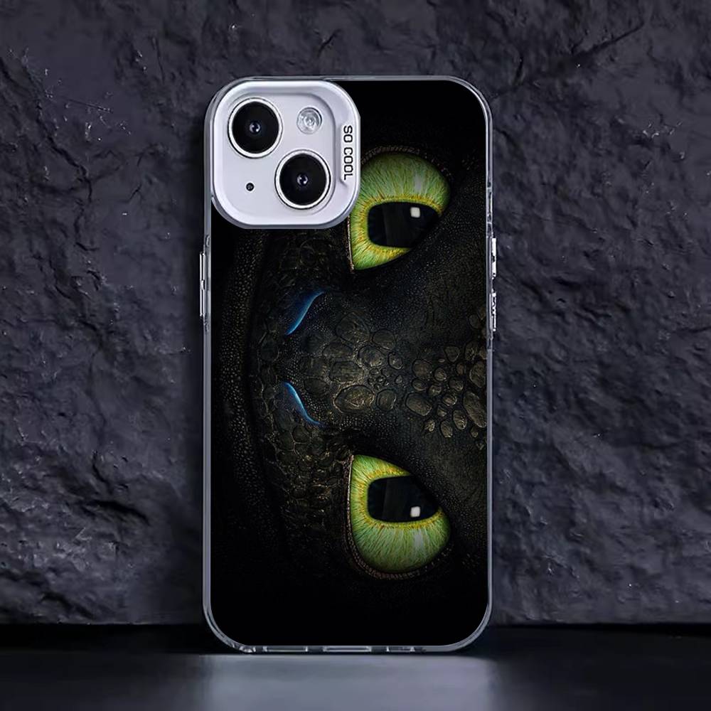 Härligt Par Tandlös Vredesdrake Mobilskal För IPhone 17 16 15 14 13 12 11 Plus Pro Max Färgglatt Skal