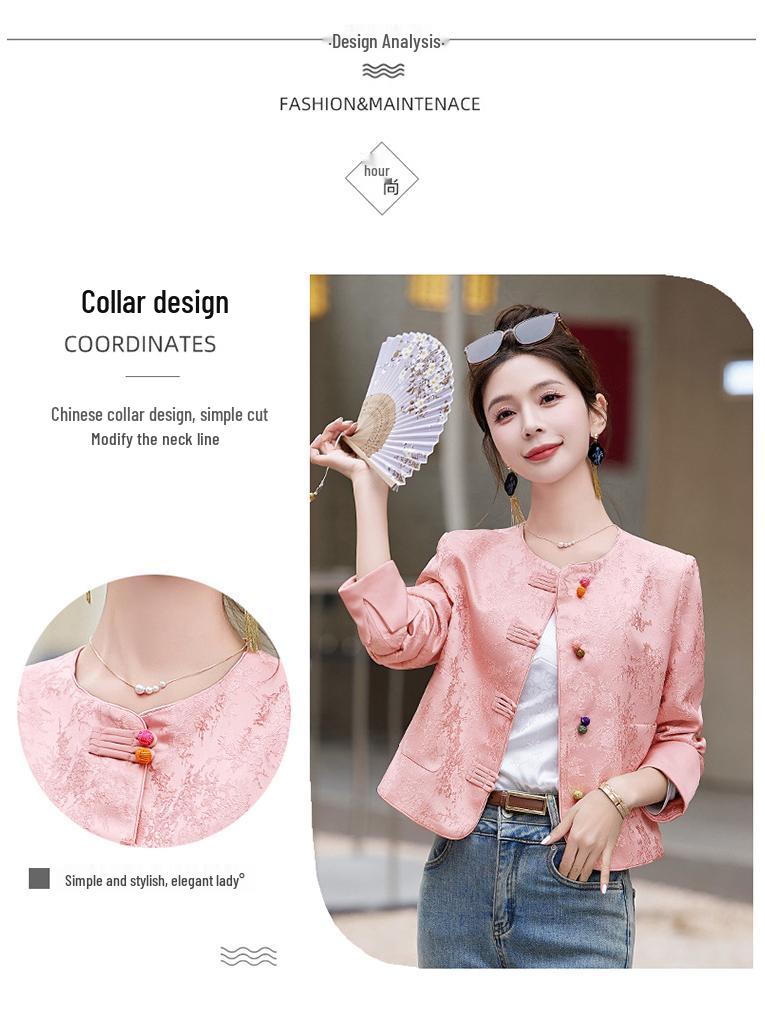 Women's Retro Jacquard Jacket - Short, Age-Reducing, National Style, Spring/Autumn 2025 (B2809)
