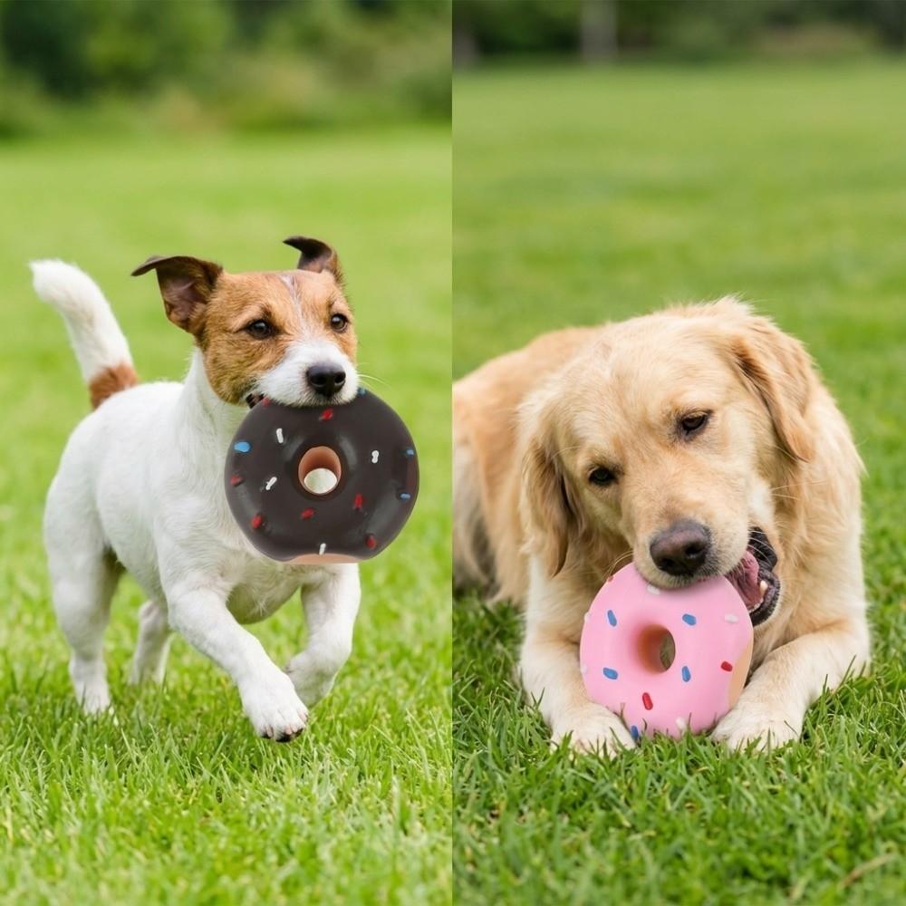2 Pezzi Giocattolo Donut in Lattice Premium per Cani Giocattolo Donut Squeaky da Masticare per Cani Gioco Interattivo