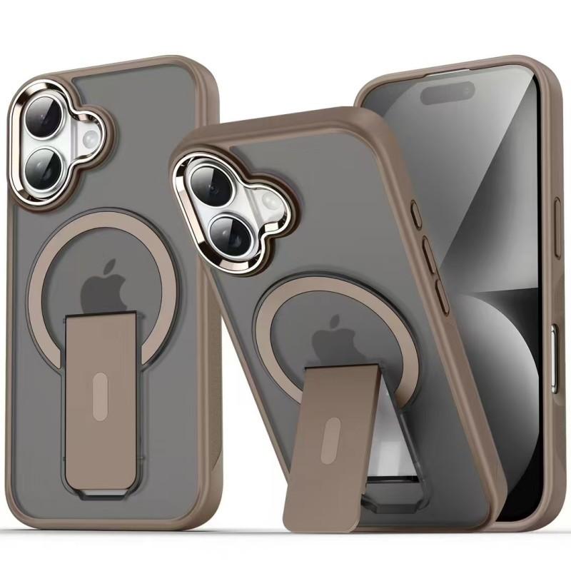 Extreme Magnetic Suction Bracket Suitable for IPhone16 Desert Gold Mobile Case Apple 15 PROMAX Frosted Skin Feeling Shell