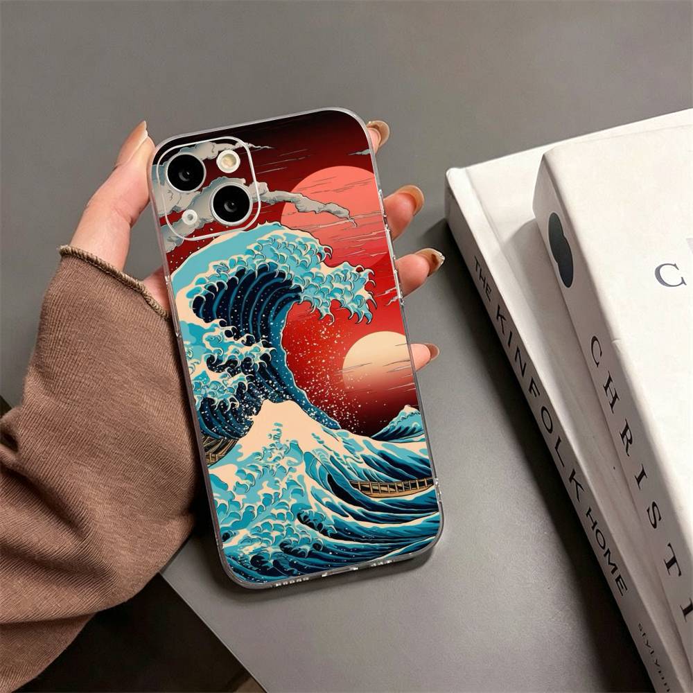 G-Great Wave Off Kanagawa Phone Case For iPhone17,16,15,14,13,12,11 Plus,Pro Max Soft Transparent Cover