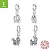 Baby Elephant Pomeranian Diy Pendant Accessories, Cute Animal S925 Sterling Silver Beaded Opening And Closing Button Head