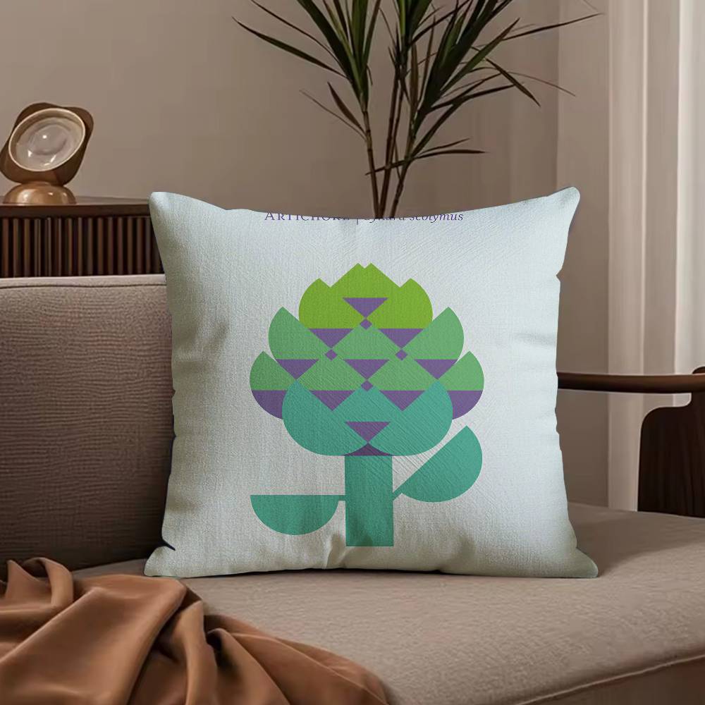 Vegetable Lovely Simple Pillow Case Anti-dustmite Pillowcase Invisible zipper silky short plush Sofa cushion cover