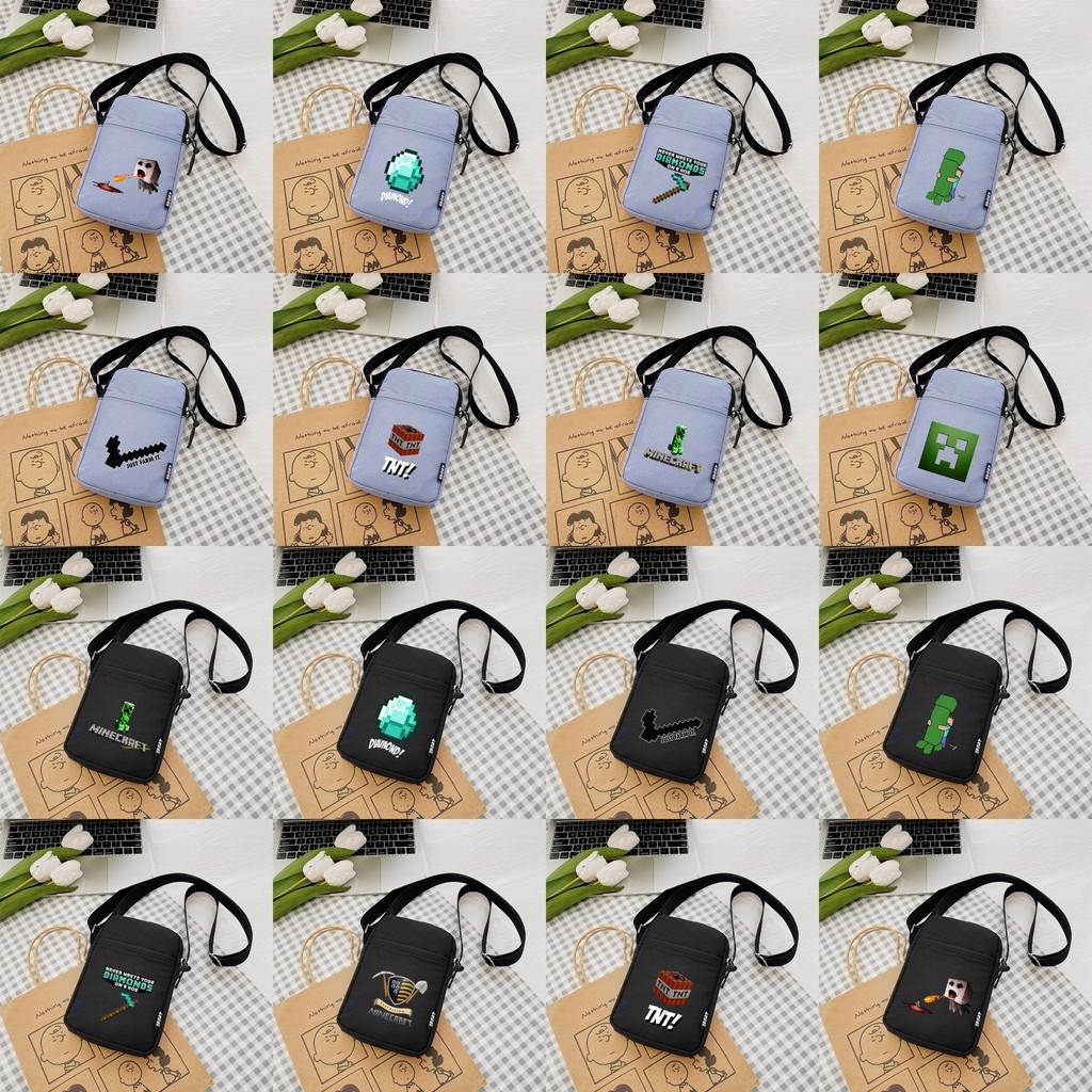 Printing Minecraft Pattern Canvas Single Shoulder Crossbody Bag Gift Fashion