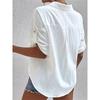 Women's Summer Cotton and Linen Shirt, Lapel Pockets, Loose Short-sleeved Solid Color Shirt Top