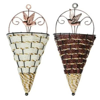 Natural Rattan Wall Planter Hanging Flower Pot Hanger  Garden Wall Decoration Planters for Indoor Plants