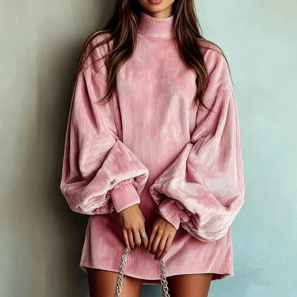 Women's Casual Loose Fit Long Sleeve Pullover Dress for Everyday Wear