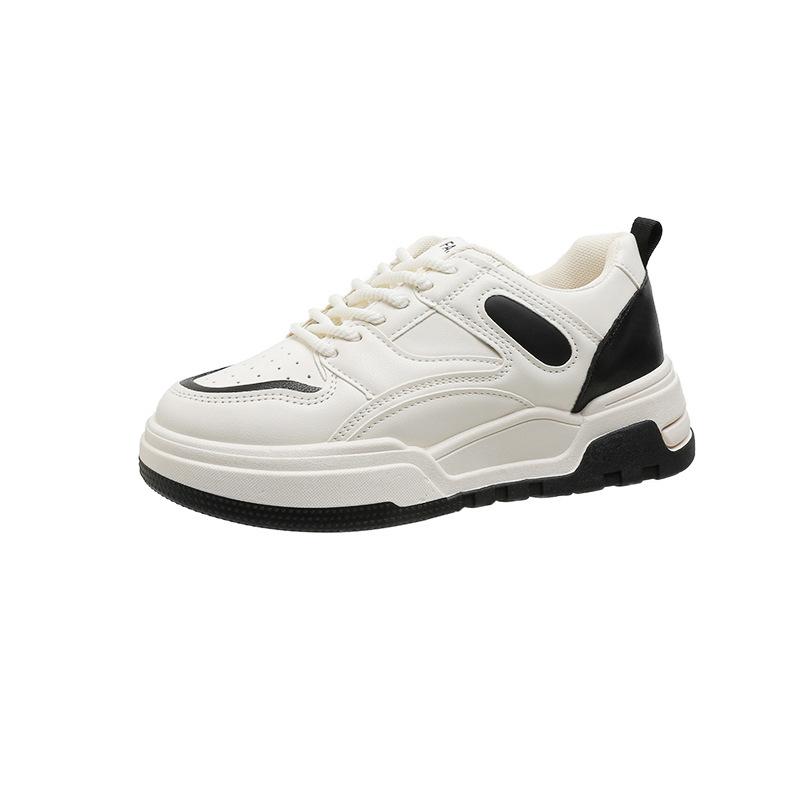 

Platform white shoes spring 2025 new Korean version round head lace-up color matching student casual sports shoes women 40 чорний