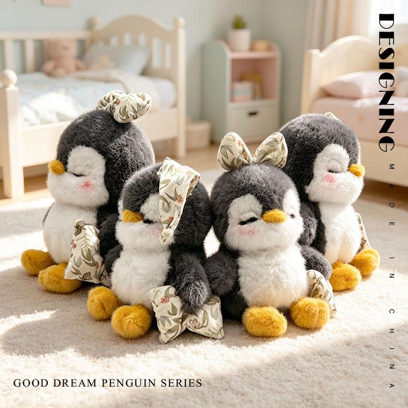 Cute Couple Doze Penguin Plush Pillow Stuffed Toy Soft Fluffy Cartoon Animal Home Decor Kids Birthday Gift
