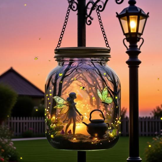 Fairy Hanging Decoration 2D Flat Fairy Forest Acrylic Ornament Wishing Bottle Shape Decoration for Indoor Outdoor Window Door
