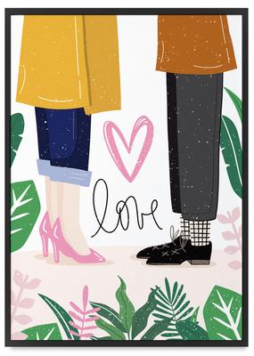 Poster Love Love Illustration In Black Frame