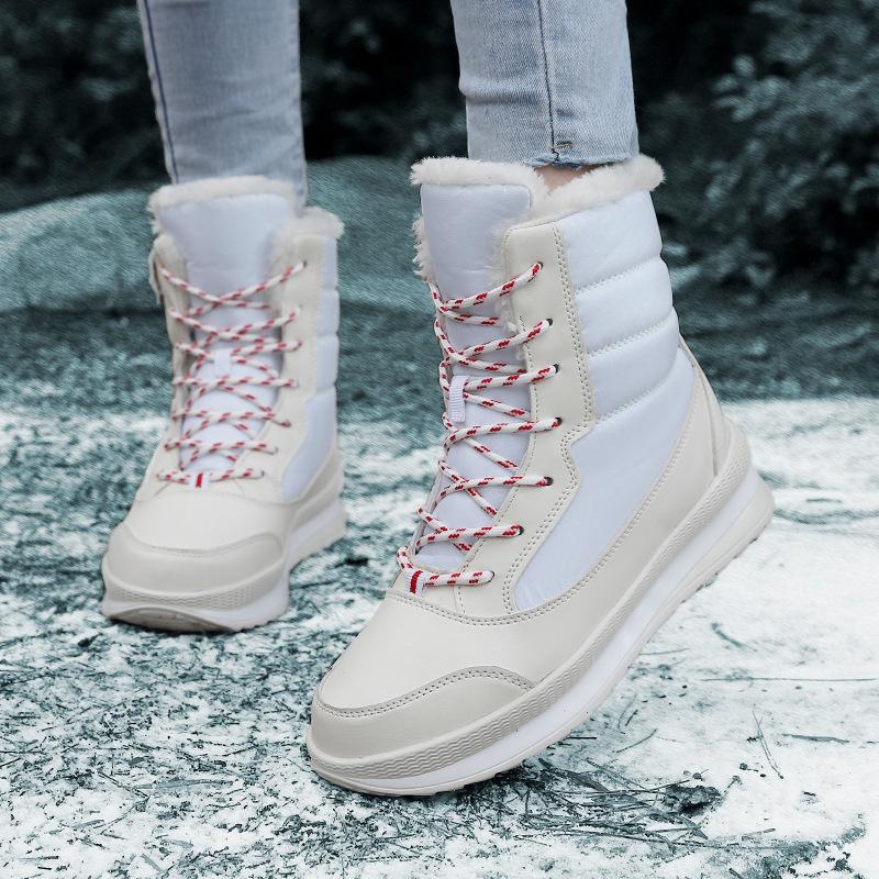 

Зимняя обувь Женские зимние ботинки Толстая подошва Теплая плюшевая обувь для холодной зимы Водонепроницаемые и нескользящие Женские ботильоны 36 чёрный