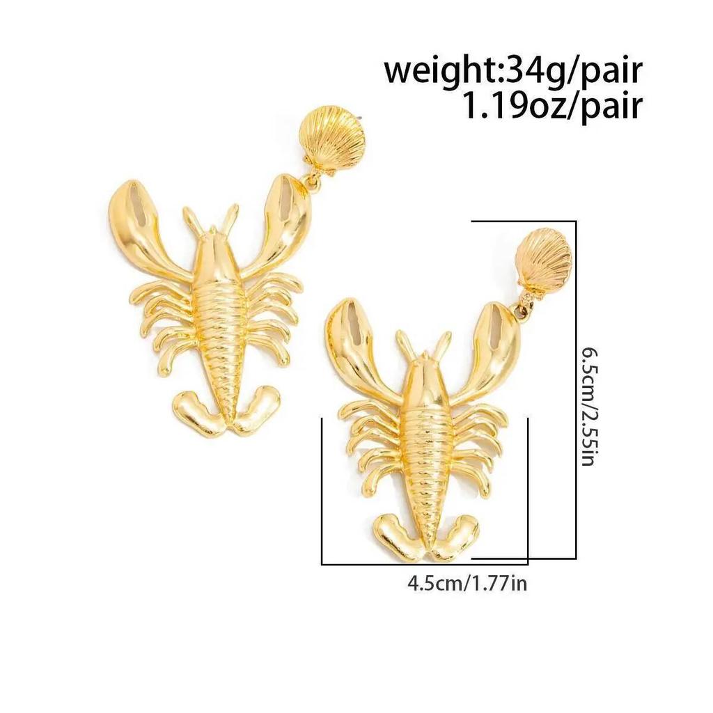 SHIXIN Bohemian Creative Metal Large Lobster Pendant Earrings for Women Vintage Punk Geometry Gold Color Piercing Ear Jewelry