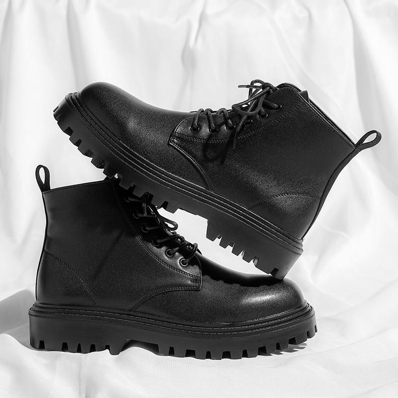 Fashion Men's Casual Business Office Platform Shoes Genuine Leather Shoes Cowboy Spring Autumn Boot Gentleman Handsome Ankle Botas Male