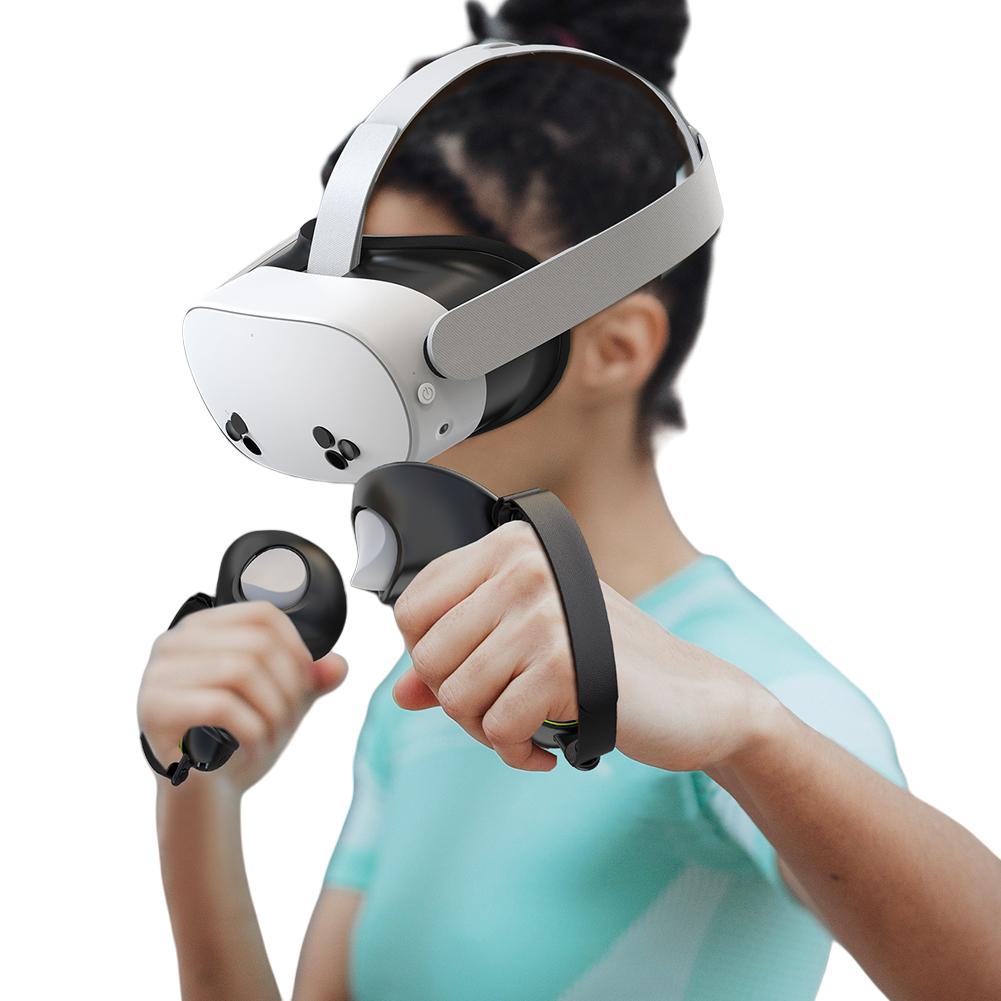 Silicone Handle Cover with Adjustable Knuckle Straps Non-Slip Controller Grip Cover for Meta Quest 3S/Quest 3 VR Accessories