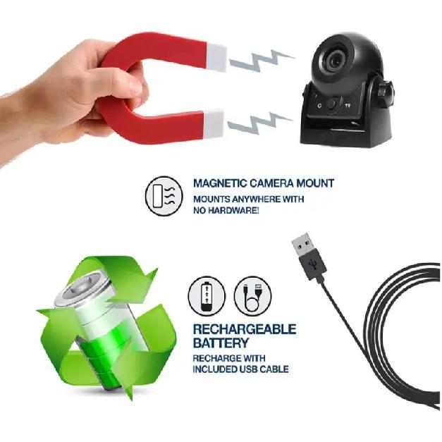 MHCABSR Wireless Car Backup Camera WiFi Reversing Camera Work with Phone For Bus RV Trailer Excavator Rear View Camera Dashcam
