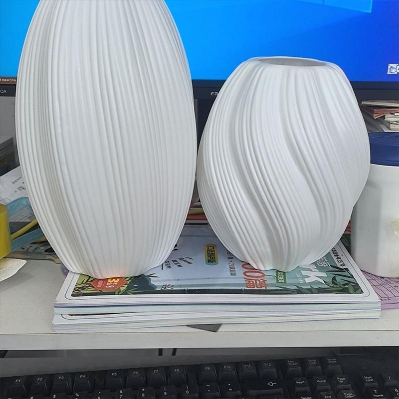 Nordic White Flower Vase Imitation Ceramic Plastic Flower Vase Living Room Desktop Decoration Wedding Centerpiece Arrangement