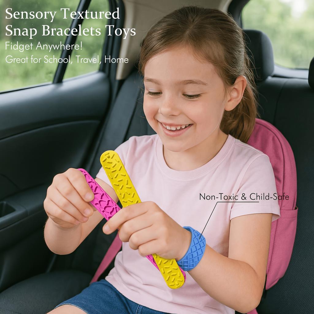 Braccialetto Sensoriale a Pressione per Bambini, Braccialetto a Scatto Giocattolo Antistress, Adatto a Bambini e Bambine, Oggetto Sensoriale per Calmare le Emozioni, Aula, Viaggio
