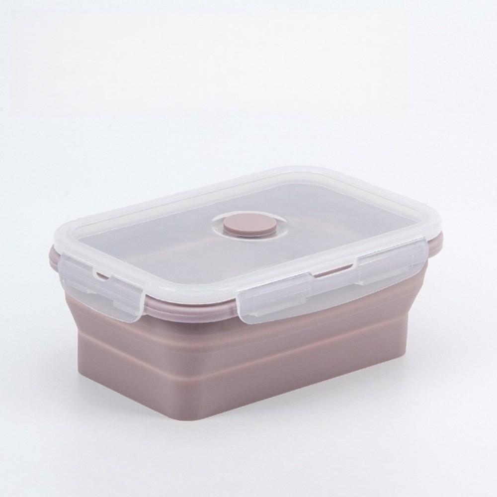 4pcs Large Capacity Silicone Lunch Box Rectangular Fresh Keeping Box Foldable Lunch Box  Picnic