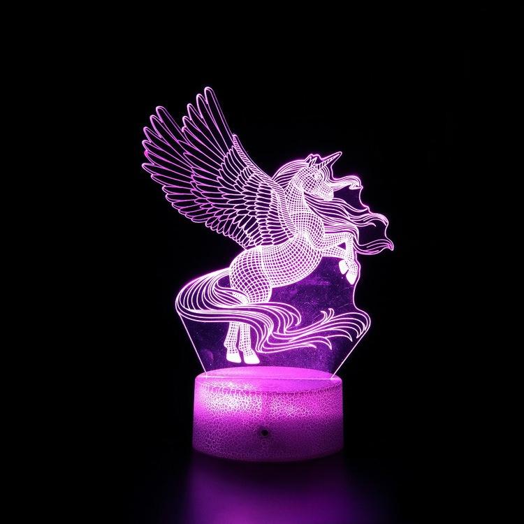 Pegasus Unicorn Geometric Horse LED Touch Remote Control, Creative Gift with Seven Colors