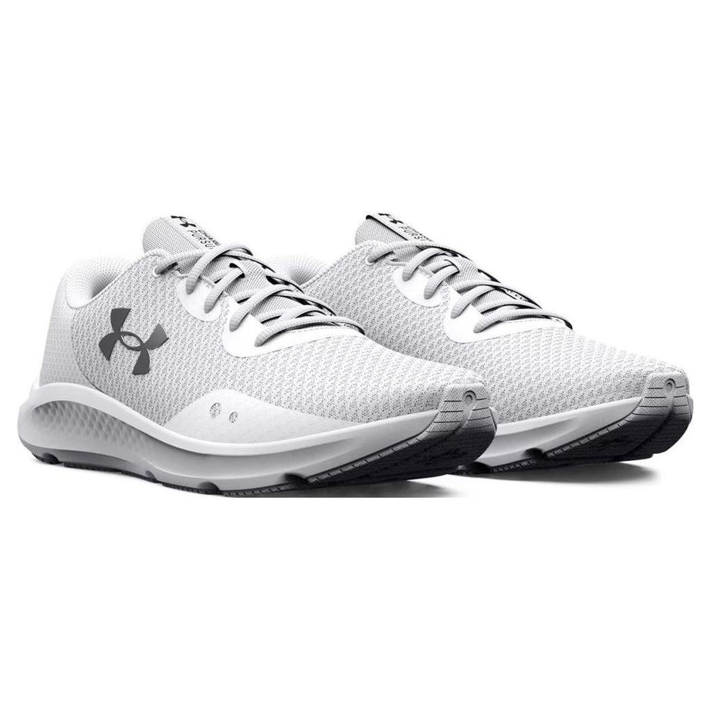 Under Armour Charged Pursuit 3 White Metallic Silver Men Sneakers 3024878-101