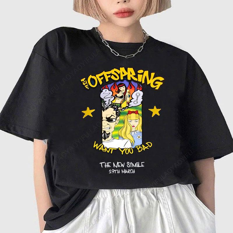 

Punk The Offspring T-Shirt Unisex s Rock Band Women Clothing Cheap Material Polyester Short Sleeve Printed Top Graphic T Shirts S